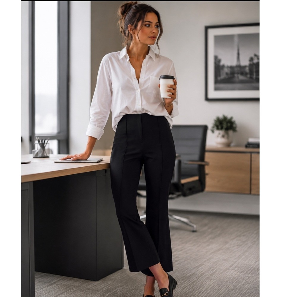 Anthro Maeve Anthropologie Margot Kick Flare Pants Black High Rise Ponte Large